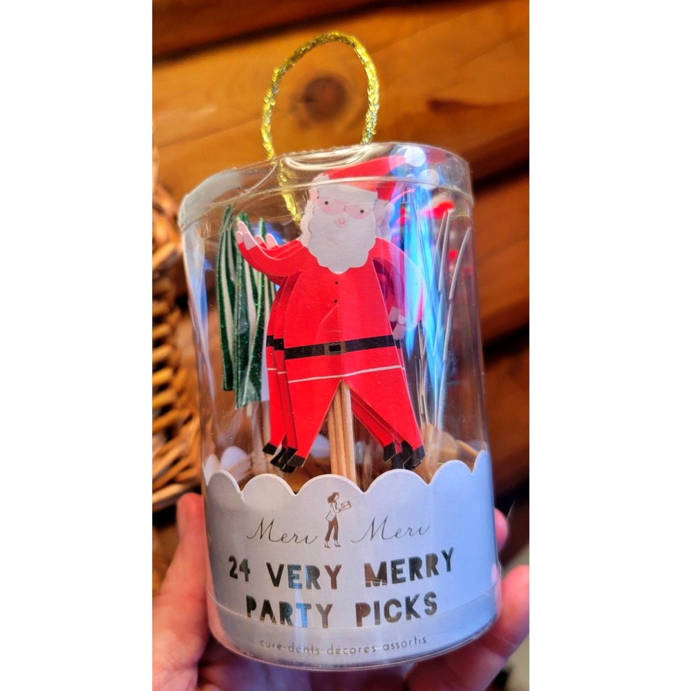 Meri Meri Very Merry Party Picks 24 Count Christmas Santa Reindeer Tree Toppers